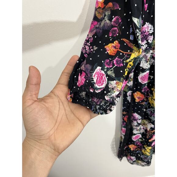 NWT Whimsigoth Cottagecore Floral Lace Trim Kimono Duster 00 Boho Romantic Goth - Picture 5 of 16